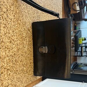 Patricia Nash Black Leather Wristlet